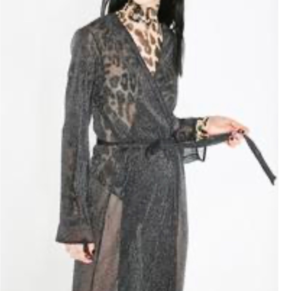 Midnight Kiss Metallic Black Robe Dreamgirl Brand New With Tags